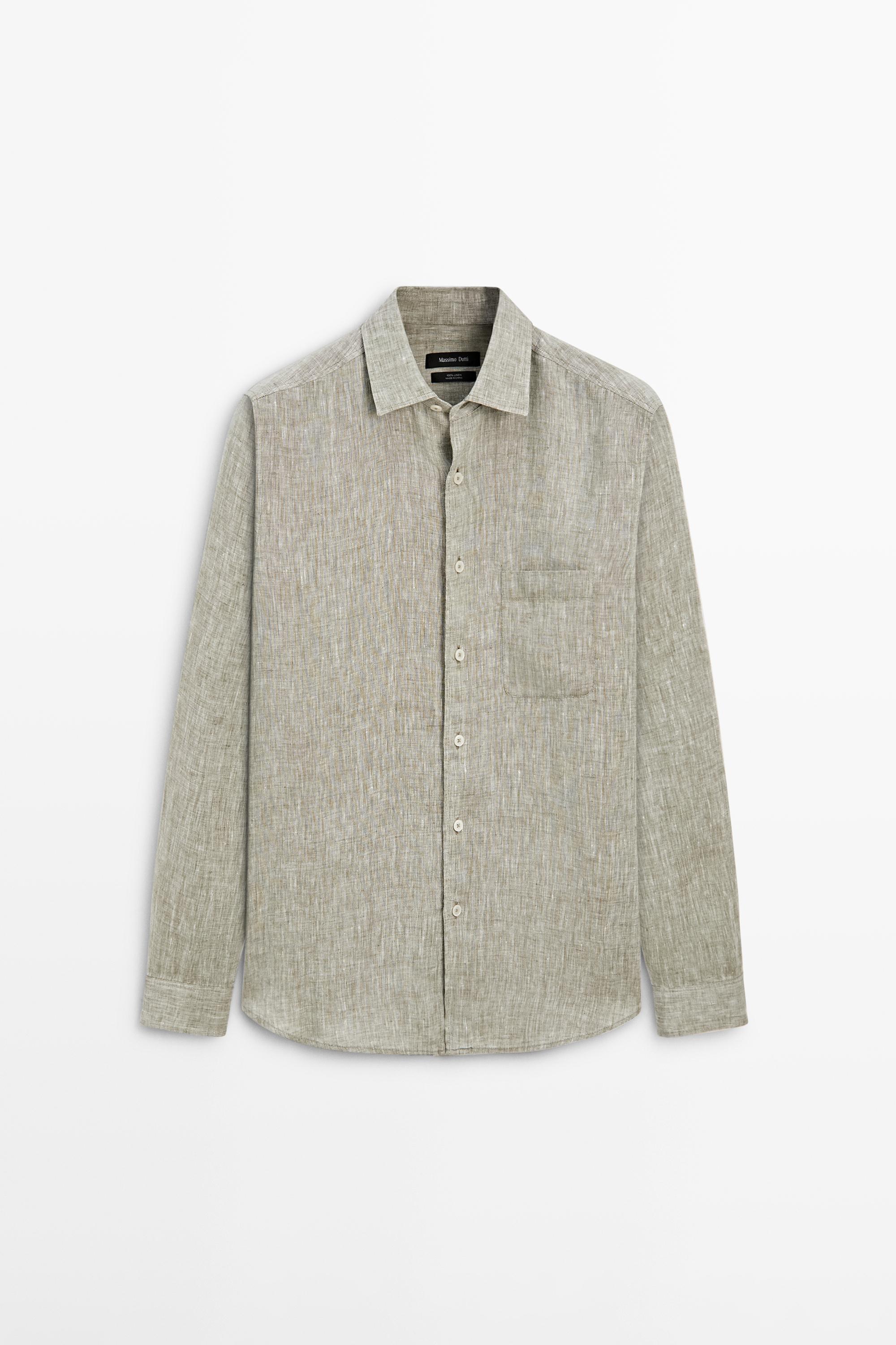 Regular fit linen shirt with pocket
